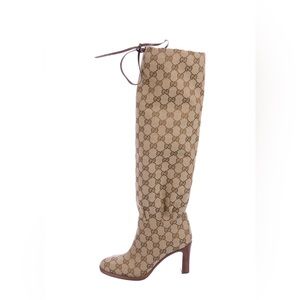 2019 Gucci Lisa Canvas Knee-high Boots with Tags Size 5.5